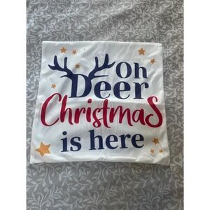 Holiday Decorative Pillow Cover White Square Cushion Case (B43)